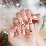 solvbao 24Pcs Long Ballet Christmas False Nails Wearable Xmas Style Fake Nails Elk Santa Claus Design Full Cover Press on Nail Tips