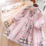 deanwangkt Elegant Flower Girls Dress Wedding Party Princess Dress Casual Kids Clothes Lace Long Sleeves Dress Children's Vestidos For 3-8T