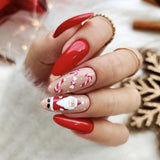 solvbao 24Pcs Long Ballet Christmas False Nails Wearable Xmas Style Fake Nails Elk Santa Claus Design Full Cover Press on Nail Tips