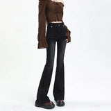 deanwangkt Flared Jeans Woman Vintage High Waist Women Slim Stretch Denim Tight Pant Korean Street Style Casual Trousers Plus Length