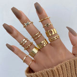 Bohemian Geometric Rings Set For Women Vintage Star Moon Flower Knuckle Finger Ring Women Girl Fashion Jewelry Gift