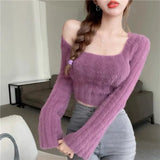 deanwangkt Autumn Winter Knitting Crop Tops Women Skinny Sweaters Bottom Shirts Fashion Female Long Sleeve Pullover Casual Knitted Sweater