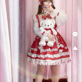 JSK Lolita Dress Victorian Princess Polka Dot Red Kawaii Sleeveless Strap Soft Girly Baby Doll Dresses Kawaii Clothing