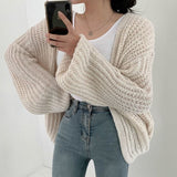 Vintage Harajuku Lantern Sleeve Autumn Tops Coat Women Cardigan Knitted Sweater Casual Korean Lazy Wind Y2k Sweater Jacket 23328