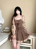 deanwangkt Summer Kawaii Party Lolita Dress Women Causal Long Sleeve Y2k Mini Dress Female Plaid Slim One Piece Dress Korean Chic