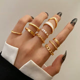 Bohemian Geometric Rings Set For Women Vintage Star Moon Flower Knuckle Finger Ring Women Girl Fashion Jewelry Gift