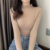 deanwangkt New Knitting Pullover Sweater Long Sleeve Bottom Shirt Slim Turtleneck Sweaters Autumn Winter Soft Blouse Jumpers For Women