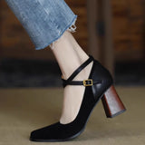 deanwangkt New Vintage Super High Heels Mary Jane Shoes Women Ankle Buckle Platform Pumps Woman Round Toe Chunky Heeled Lolita Shoes