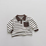 deanwangkt Autumn Kids clothes contrast color Turn-down collar Boys T shirts Girls cotton long sleeve Tops