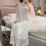 Sleepwear Women Nightwear Women's Sweet New Summer Long-sleeved Sexy Lace Home Clothes Night Gown Sleep Dress