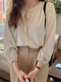 deanwangkt New Fashionable Elegant Office Lady Buttons Oversize Dot Korean Style Wild Spring Summer Women's Blouses Shirts Tops