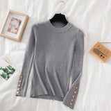 deanwangkt Thick Sweater Long Sleeve Pullover Autumn Winter Clothes Button O Neck Sweater Female Casual Streetwear Knitted Top Soft Jumper