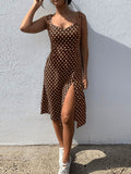 deanwangkt Dresses Sundress Summer Women Causal Polka Dot Sleeveless High Pleated elastic waist V-Neck Beach Dress Vestidos De Verano