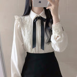 deanwangkt Hot Sales Women Cute Sweet Girls Preppy Style Tops Blouses Formal FLHJLWOC Office Lady Basic White Button Shirts