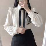 deanwangkt Hot Sales Women Cute Sweet Girls Preppy Style Tops Blouses Formal FLHJLWOC Office Lady Basic White Button Shirts