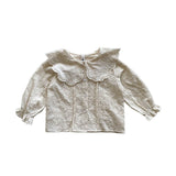 deanwangkt Spring Autumn baby girls lace Hollow out shirts 2-7 Years Girl cotton embroidery Lapel long sleeve blouses Tops