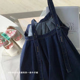 deanwangkt New Spring Girls Dress Suit Children's Clothing Sets Kids Embroidery Lapel Shirt and Denim Strap Dress 2PCS Outfit