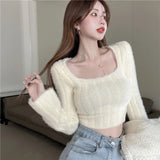 deanwangkt Autumn Winter Knitting Crop Tops Women Skinny Sweaters Bottom Shirts Fashion Female Long Sleeve Pullover Casual Knitted Sweater