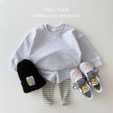 deanwangkt Korean Baby Cotton Kintting Clothing Sets Kids Boy Girls Outfit Spring Autumn Teenage Infant Tracksuit Pullovers Tops+Pants 2PCS