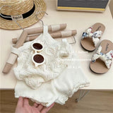 Summer Baby Girl Outfit Set New Born Baby Girl Clothes 2 Pcs Vest Pant Fashion Print Kids Denim Shorts Korea Style