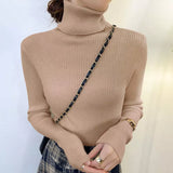 deanwangkt New Knitting Pullover Sweater Long Sleeve Bottom Shirt Slim Turtleneck Sweaters Autumn Winter Soft Blouse Jumpers For Women