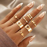 Bohemian Geometric Rings Set For Women Vintage Star Moon Flower Knuckle Finger Ring Women Girl Fashion Jewelry Gift