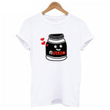 Wenkouban Funny New Couple Clothes Summer Tees Women T-Shirt Cotton Print Nutella T Shirt Women Tops Couple Harajuku T Shirts