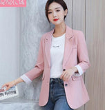 deanwangkt Peonfly New  Autumn Fashion Blazer Jacket Women Casual Korean Pockets Long Sleeve Coat Office Ladies Solid Loose Blazer