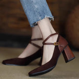 deanwangkt New Vintage Super High Heels Mary Jane Shoes Women Ankle Buckle Platform Pumps Woman Round Toe Chunky Heeled Lolita Shoes