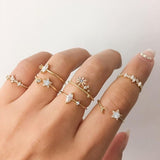 Bohemian Geometric Rings Set For Women Vintage Star Moon Flower Knuckle Finger Ring Women Girl Fashion Jewelry Gift