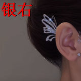 Shiny Zircon Butterfly Ear Cuff Gold Color Tassel Clip On Earrings For Women Korea Style Copper Earring Without Piercing Jewelry