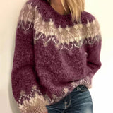 deanwangkt New Women Casual Loose Mohair Coarse Knitted Jacquard Sweater in Autumn and Winter