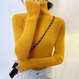 deanwangkt New Knitting Pullover Sweater Long Sleeve Bottom Shirt Slim Turtleneck Sweaters Autumn Winter Soft Blouse Jumpers For Women