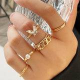 Bohemian Geometric Rings Set For Women Vintage Star Moon Flower Knuckle Finger Ring Women Girl Fashion Jewelry Gift