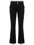 deanwangkt Emo Dark Cyber Y2k Pants Hippie Cargo Bodycon Gothic Punk Alt Baggy Jeans Rivets Black Women Goth Hip Hop Kpop Academia Pants