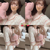 deanwangkt Cotton Suits with Shorts Girl Korean Women's Pajamas Kawaii Pyjama Cherry Print Pijama Short Sleeve Sleepwear Nightie Pjs