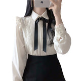 deanwangkt Hot Sales Women Cute Sweet Girls Preppy Style Tops Blouses Formal FLHJLWOC Office Lady Basic White Button Shirts