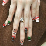 solvbao 24Pcs Long Ballet Christmas False Nails Wearable Xmas Style Fake Nails Elk Santa Claus Design Full Cover Press on Nail Tips