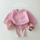 deanwangkt Korean Baby Cotton Kintting Clothing Sets Kids Boy Girls Outfit Spring Autumn Teenage Infant Tracksuit Pullovers Tops+Pants 2PCS