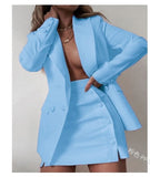 deanwangkt  New Fashion 2 Piece Set Women Streetwear Candy Colour Basic Blazer Sets Coat + Shorts Slim Suit Jacket