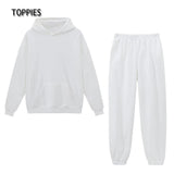 Christmas Gift Deanwangkt Women Hoodies and Sweatpants White Tracksuits Female Two Piece Set Solid Color Pullovers Jacket Lounge Wear Casual