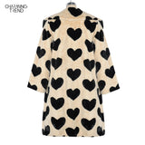 deanwangkt Winter Women Warm Faux Fur Coat Love Pattern Women Long Coat Turn Down Collar Women Warm Plush Coat Classic Coat Loose