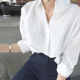 deanwangkt Spring White Shirt Women Long Sleeve Oversized Women Blouse Femme Cotton Shirts For Women Loose Casual Blouses Tops 8874