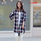 deanwangkt New  Button Down Shirt for Women Plus Size Cotton Long Plaid Flannel Shirt Korean Full Sleeve Casual Loose Blouse