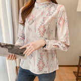deanwangkt style New elegant printing ladies shirts  Spring Summer Women's Blouses Long Sleeve Shirts Tops Blusas Mujer