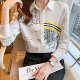 deanwangkt printing ladies shirts Women's chiffon Blouses  Spring Autumn Long Sleeve Shirts Tops Blusas Mujer