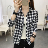 deanwangkt Spring Plaid Printed Wmen's Shirt Korean Fashion Inside Top Cardigan Oversized Long-sleeved Blouses Woman Shirts Button Up