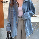 deanwangkt Autumn Long Sleeve Denim Shirt for Women  Single Breasted Pocket Blouse Woman Turn Doen Collar Jeans Shirts Ladies