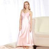 Women Long Sexy Nightwear Satin Sleepwear Silk Spaghetti Strap Sleepshirts Plus Size Nightdress Lingerie Night Wear Dress Gown