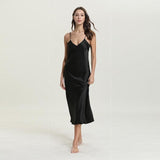 deanwangkt Sexy Long Sleep Dress Satin Rayon Sleepwear Solid Nightie Nightgown Women Nightdress Intemate Lingerie Women Nightwear Bath Gown